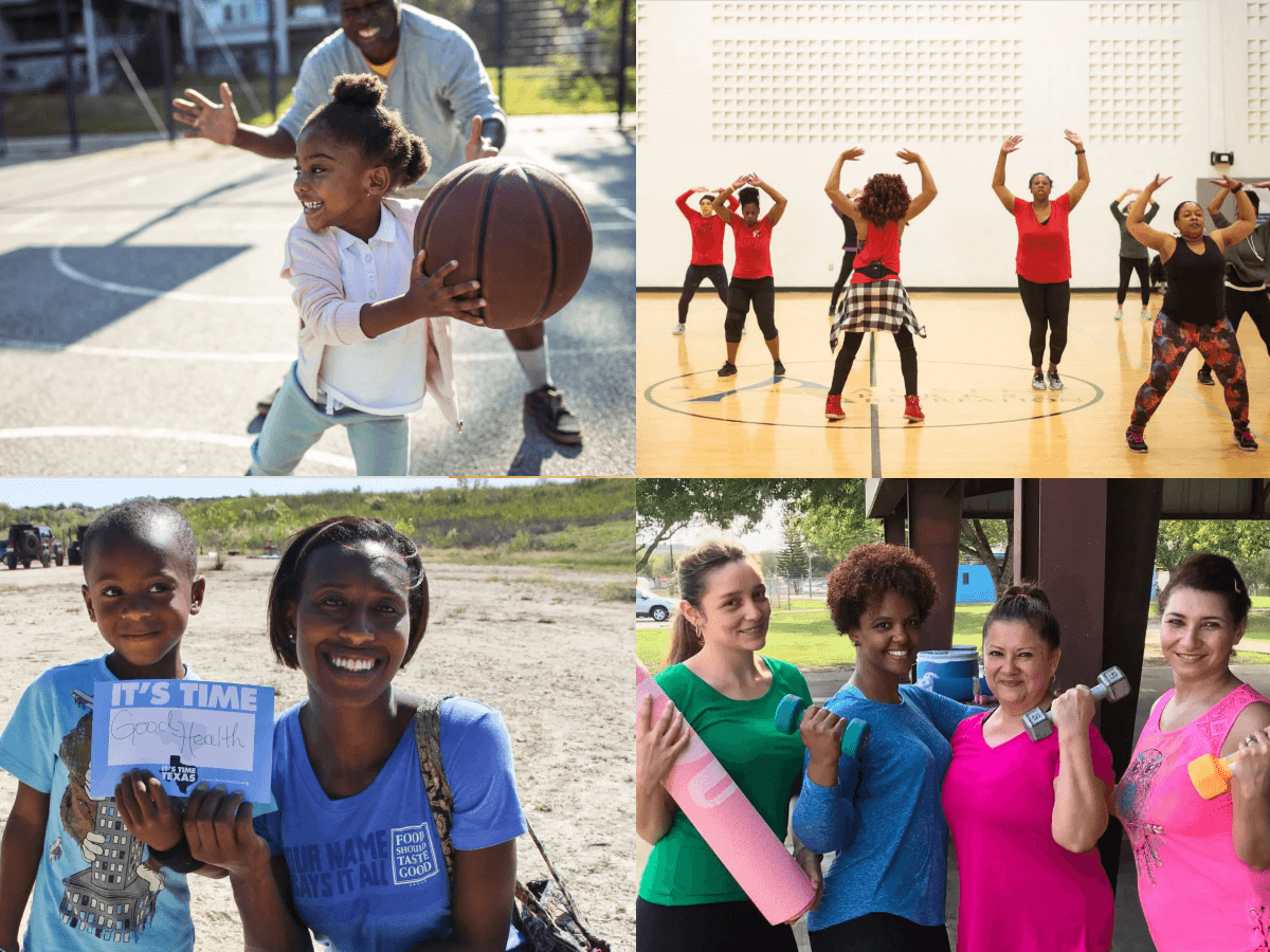 Image grid of people doing healthy activities